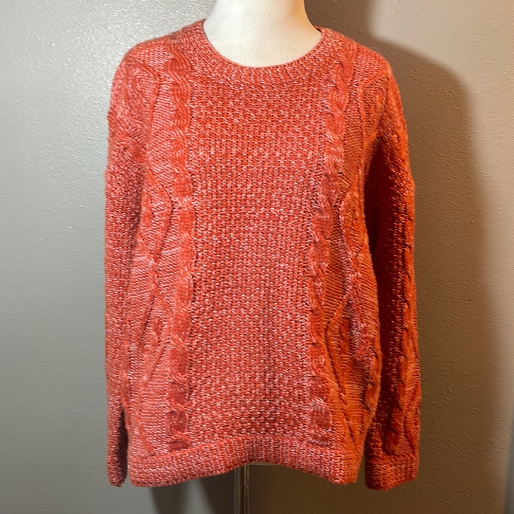 Cozy Orange Cable Knit Sweater